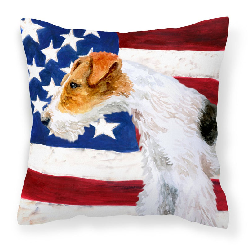 Fox Terrier Patriotic Fabric Decorative Pillow BB9650PW1818