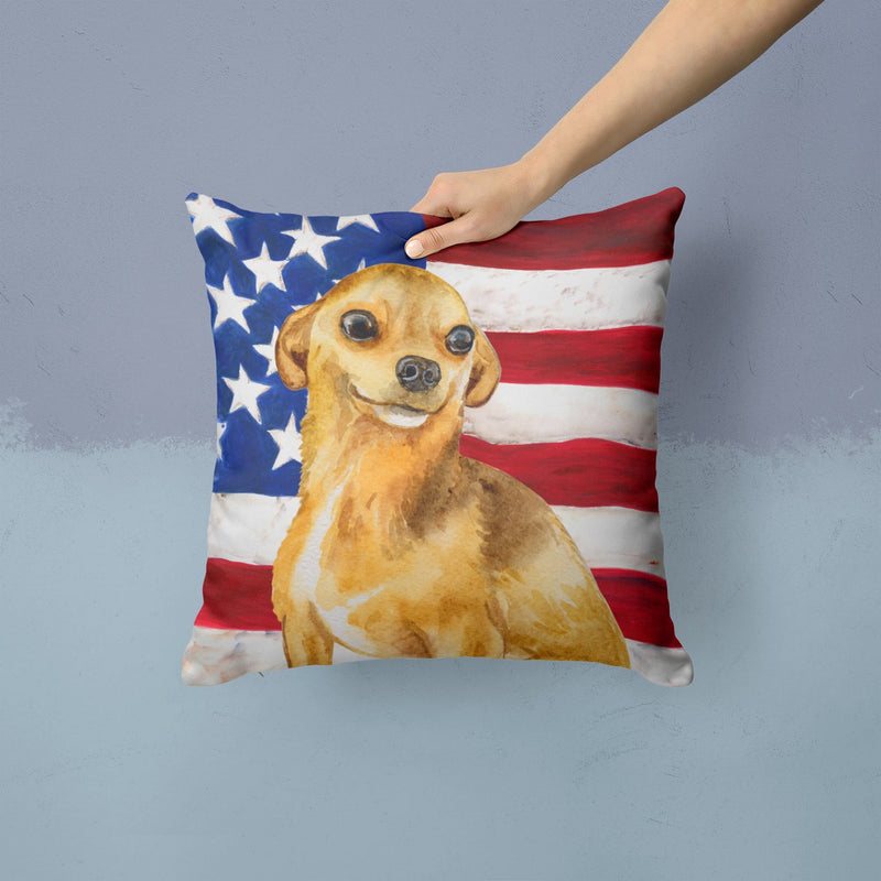 Chihuahua Patriotic Fabric Decorative Pillow BB9658PW1414