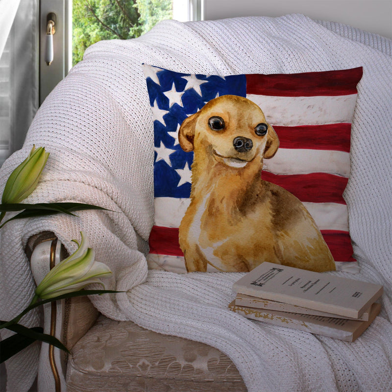 Chihuahua Patriotic Fabric Decorative Pillow BB9658PW1414