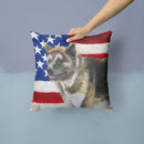 American Akita Patriotic Throw Pillow - 14x14 Decorative Pillow – Art for Your Home & Patio BB9669PW1414
