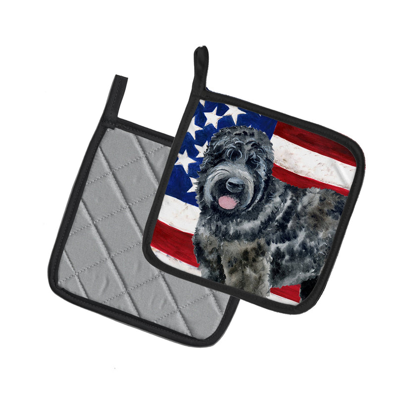 Black Russian Terrier Patriotic Pot Holders - Set of 2 - Heat-Resistant Kitchen Essentials BB9677PTHD