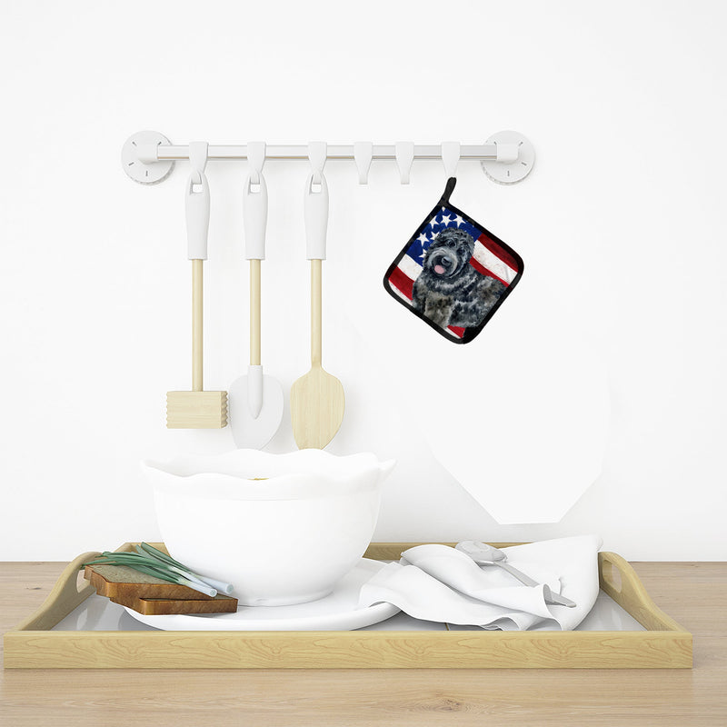 Black Russian Terrier Patriotic Pot Holders - Set of 2 - Heat-Resistant Kitchen Essentials BB9677PTHD