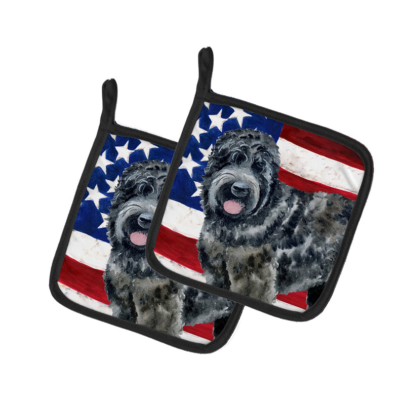 Black Russian Terrier Patriotic Pot Holders - Set of 2 - Heat-Resistant Kitchen Essentials BB9677PTHD