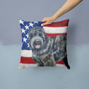 Black Russian Terrier Patriotic Throw Pillow - 14x14 Decorative Pillow – Art for Your Home & Patio BB9677PW1414