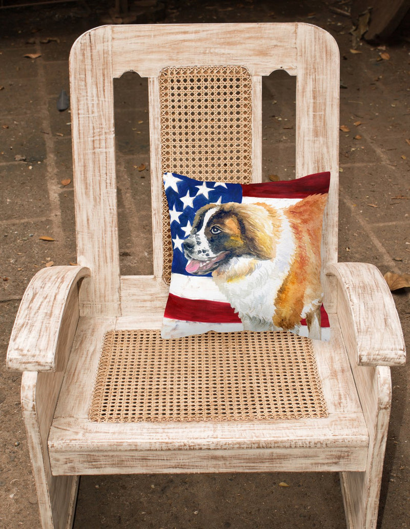 Saint Bernard Patriotic Fabric Decorative Pillow BB9679PW1818