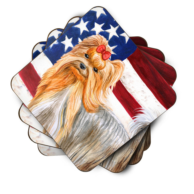 Yorkshire Terrier Patriotic Foam Coaster Set of 4 BB9685FC