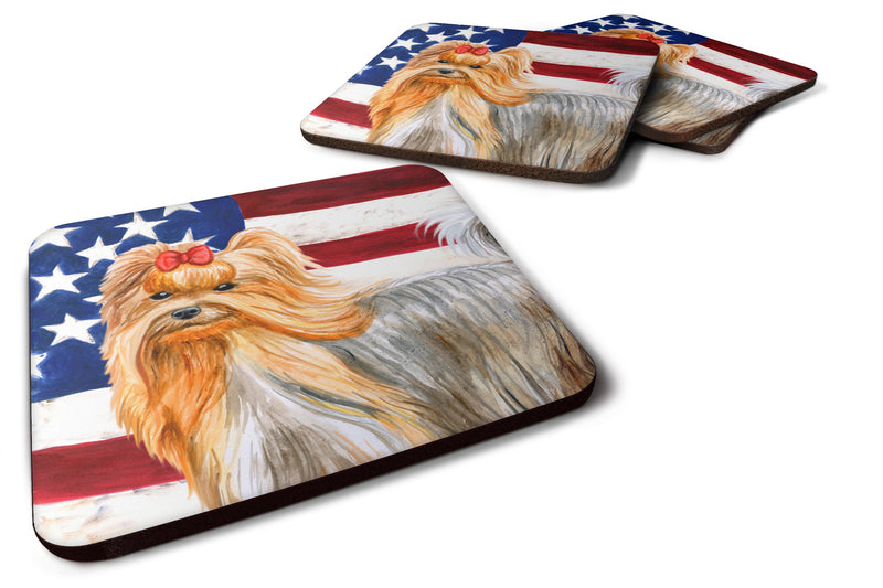 Yorkshire Terrier Patriotic Foam Coaster Set of 4 BB9685FC