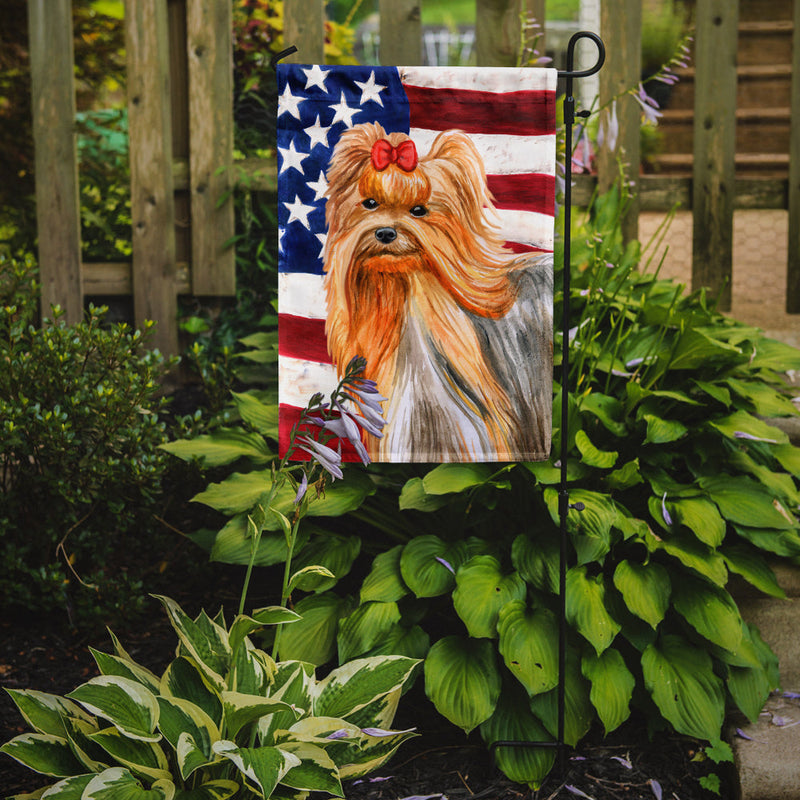 Yorkshire Terrier Patriotic Flag Garden Size BB9685GF