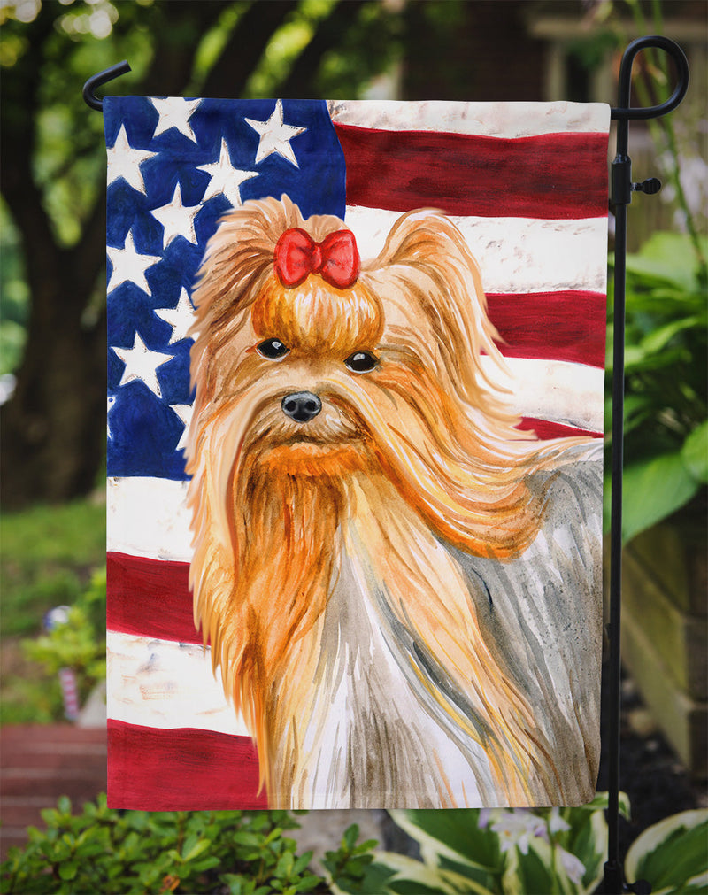 Yorkshire Terrier Patriotic Flag Garden Size BB9685GF