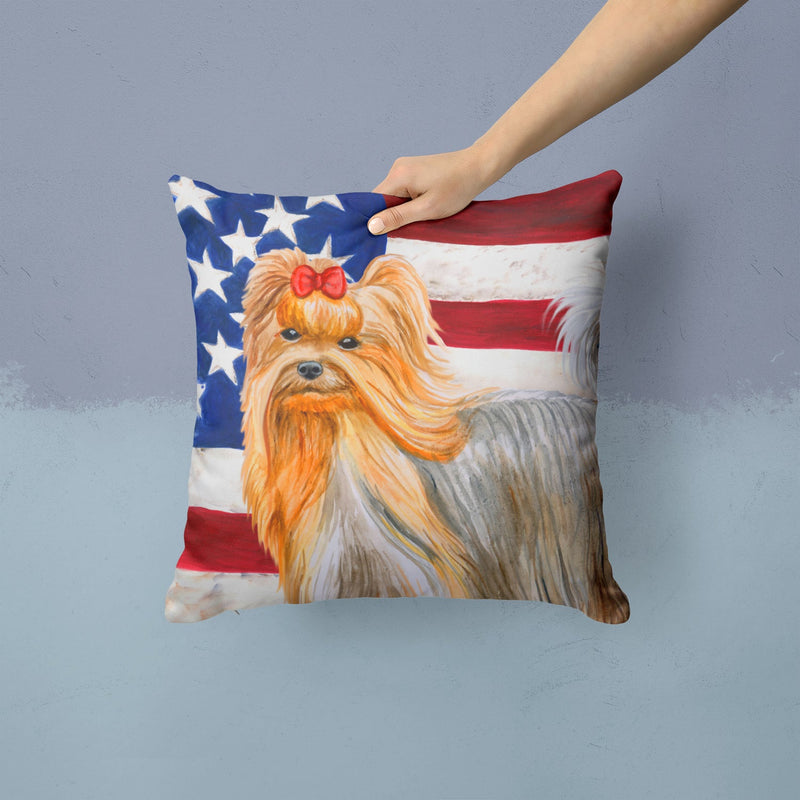 Yorkshire Terrier Patriotic Fabric Decorative Pillow BB9685PW1414