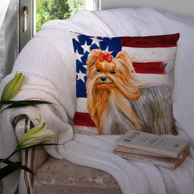 Yorkshire Terrier Patriotic Fabric Decorative Pillow BB9685PW1414