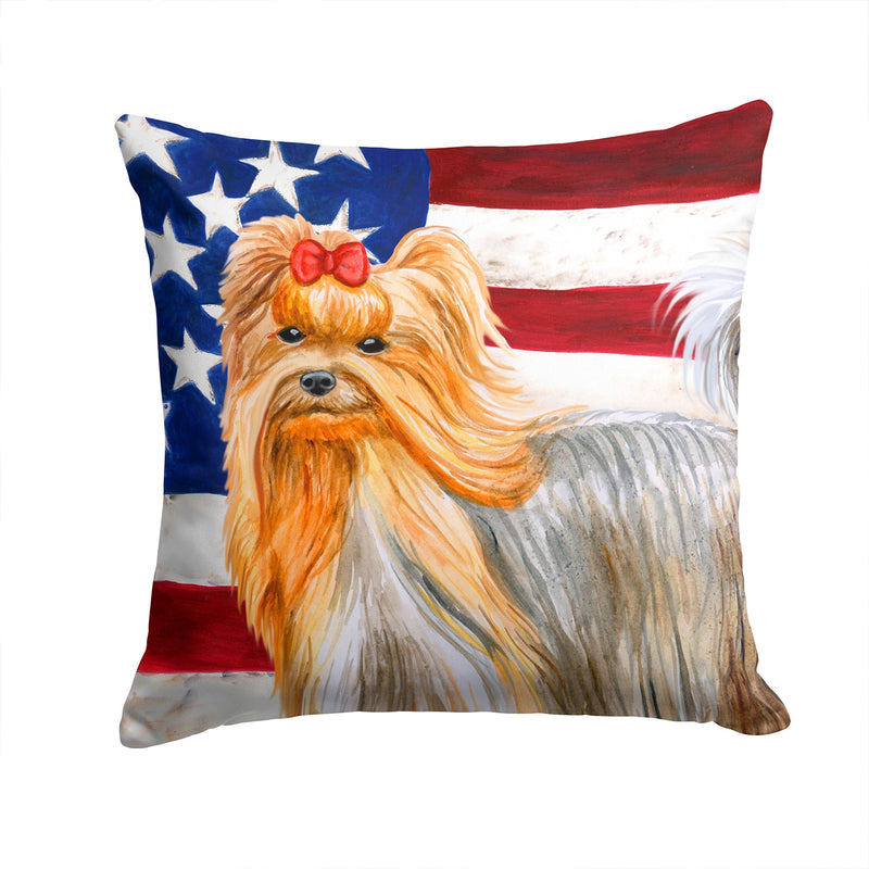 Yorkshire Terrier Patriotic Fabric Decorative Pillow BB9685PW1414