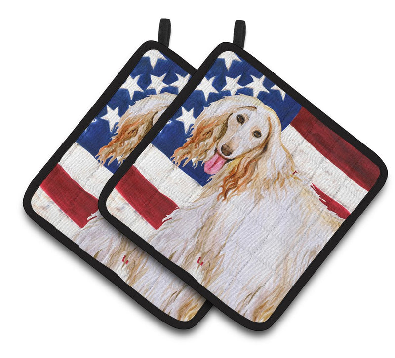 Afghan Hound Patriotic Pair of Pot Holders BB9702PTHD