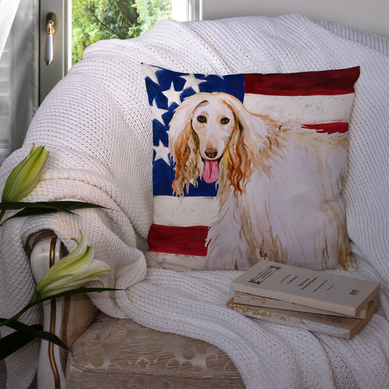 Afghan Hound Patriotic Throw Pillow - 14x14 Decorative Pillow – Art for Your Home & Patio BB9702PW1414