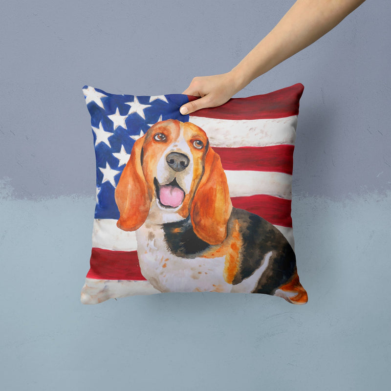 Basset Hound Patriotic Fabric Decorative Pillow BB9704PW1414