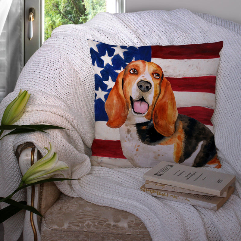 Basset Hound Patriotic Fabric Decorative Pillow BB9704PW1414