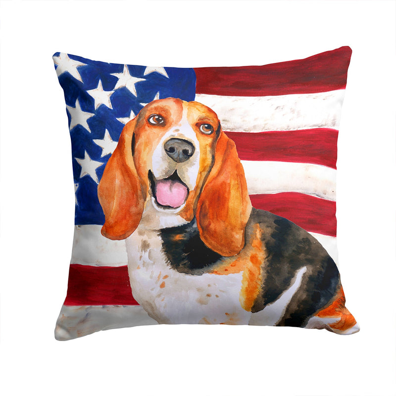 Basset Hound Patriotic Fabric Decorative Pillow BB9704PW1414