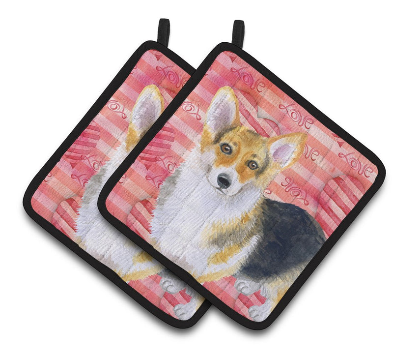 Pembroke Corgi Love Pair of Pot Holders BB9729PTHD