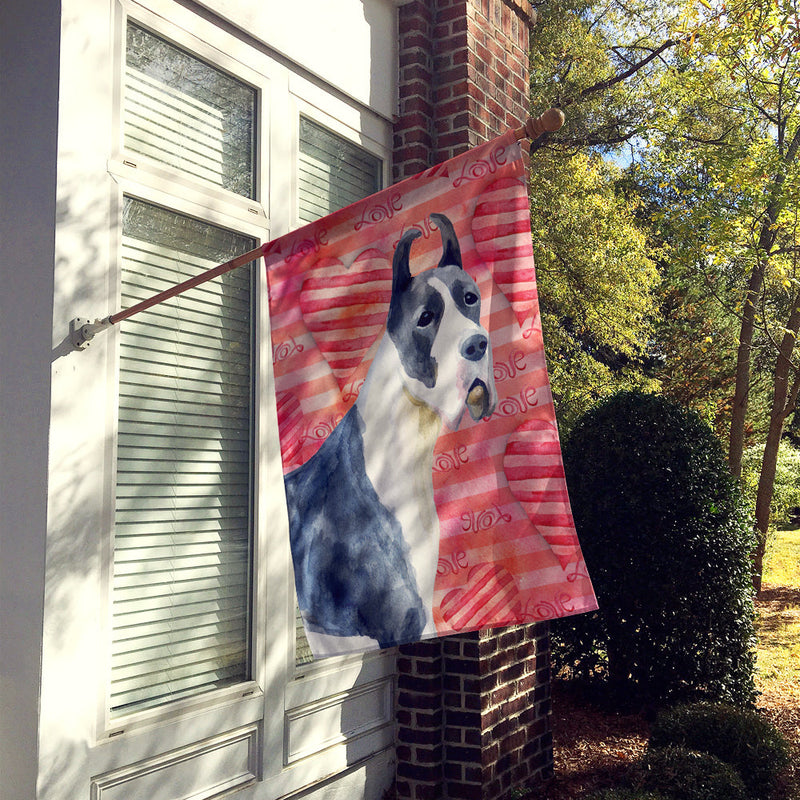 Harlequin Great Dane Love Flag Canvas House Size BB9730CHF