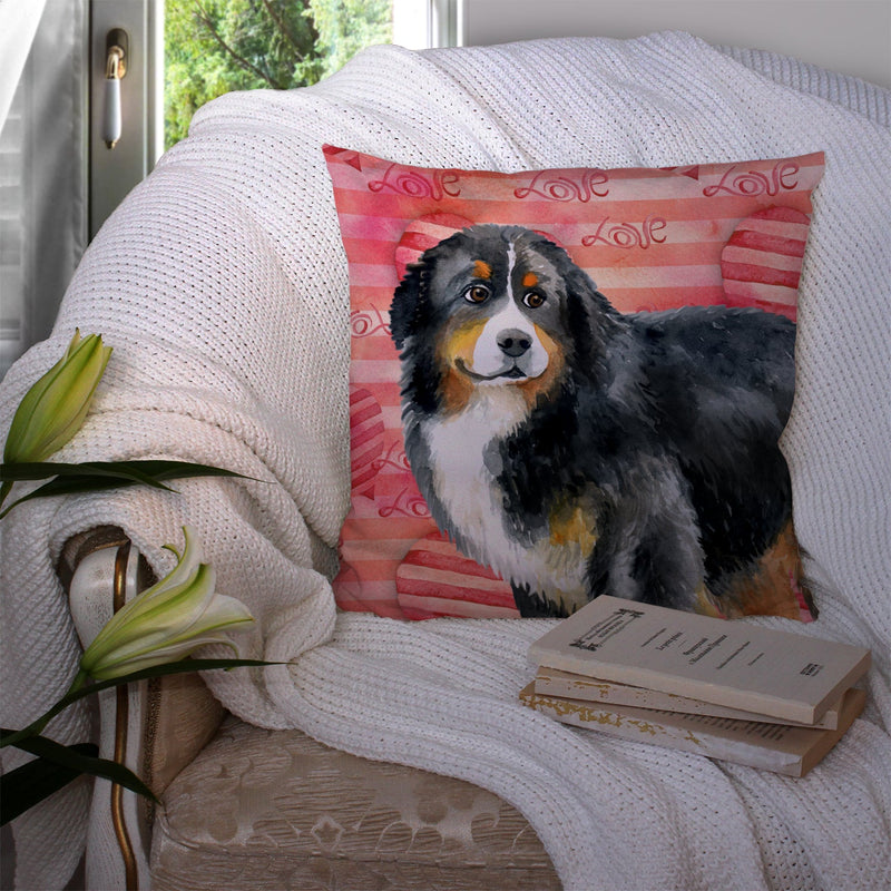 Bernese Mountain Dog Love Fabric Decorative Pillow BB9732PW1414