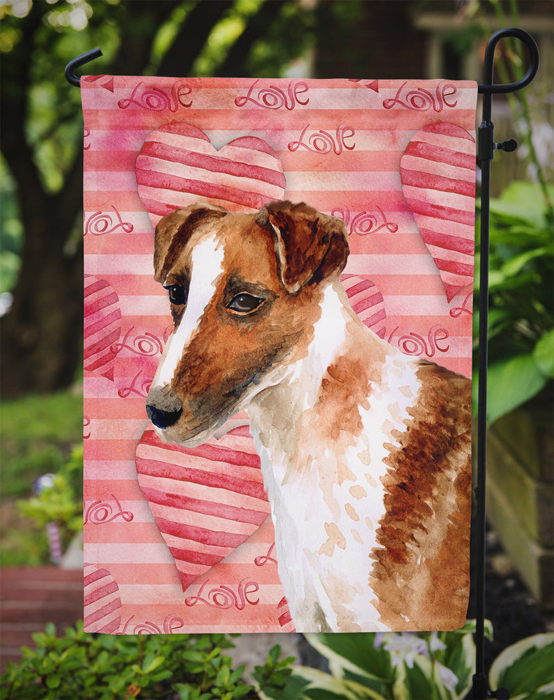 Smooth Fox Terrier Love Garden Flag - Outdoor Decorative Yard Flag BB9734GF