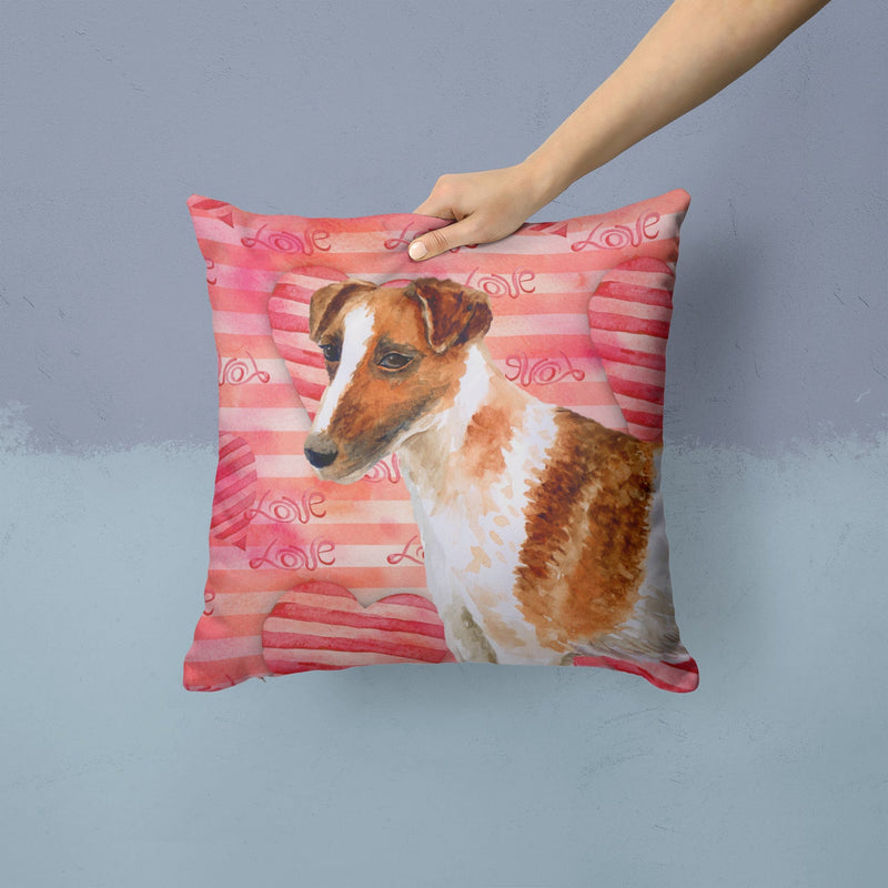 Smooth Fox Terrier Love Fabric Decorative Pillow BB9734PW1414