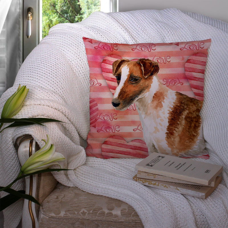 Smooth Fox Terrier Love Fabric Decorative Pillow BB9734PW1414