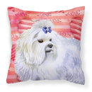 Maltese Love Fabric Decorative Pillow BB9738PW1818