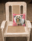 Chinese Crested Love Fabric Decorative Pillow BB9746PW1818