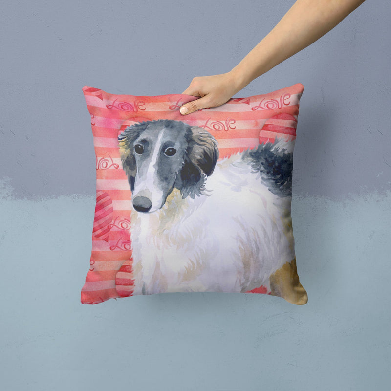 Borzoi Love Fabric Decorative Pillow BB9759PW1414