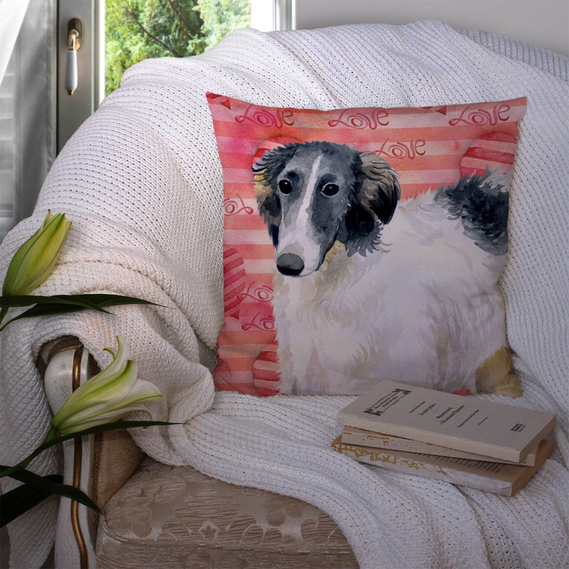 Borzoi Love Fabric Decorative Pillow BB9759PW1414