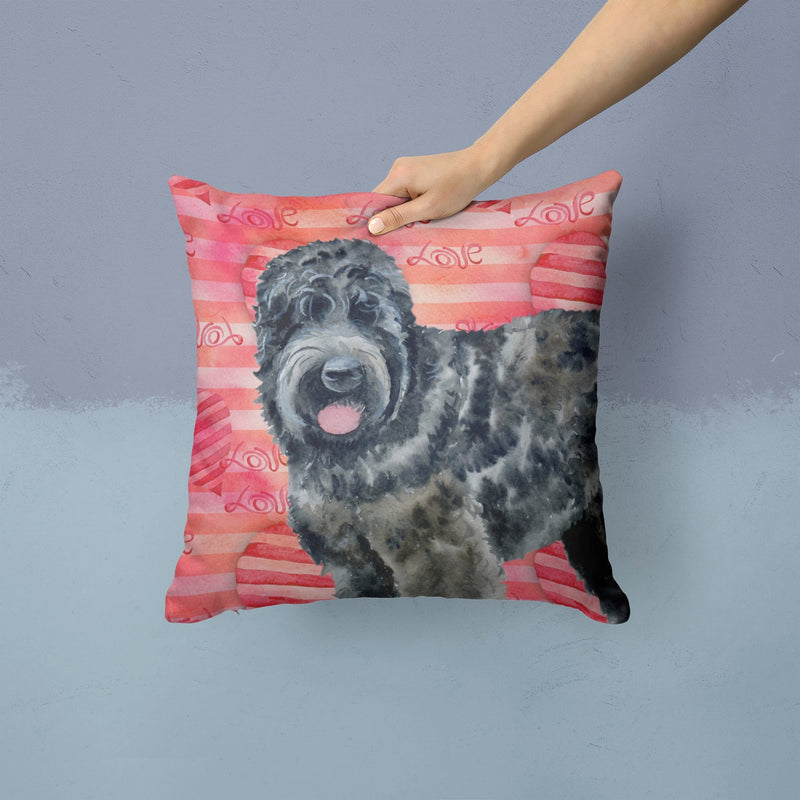 Black Russian Terrier Love Fabric Decorative Pillow BB9764PW1414