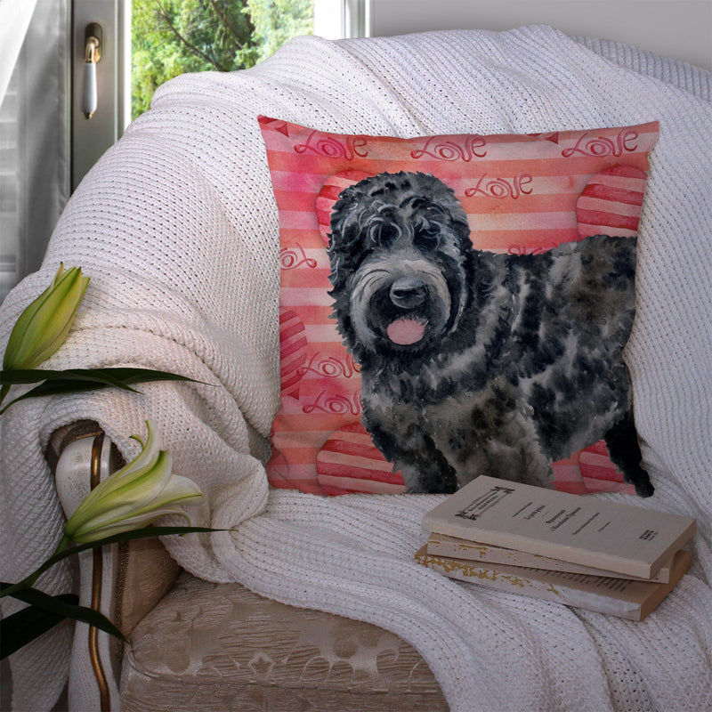 Black Russian Terrier Love Fabric Decorative Pillow BB9764PW1414