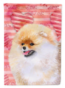Pomeranian Love House Flag 28x40 Porch Sleeve Pole Decorative Outside Yard Banner Artwork Wall Hanging, Polyester