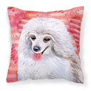 Medium White Poodle Love Fabric Decorative Pillow BB9770PW1818