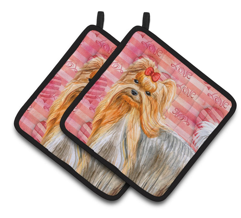 Yorkshire Terrier Love Pair of Pot Holders BB9772PTHD