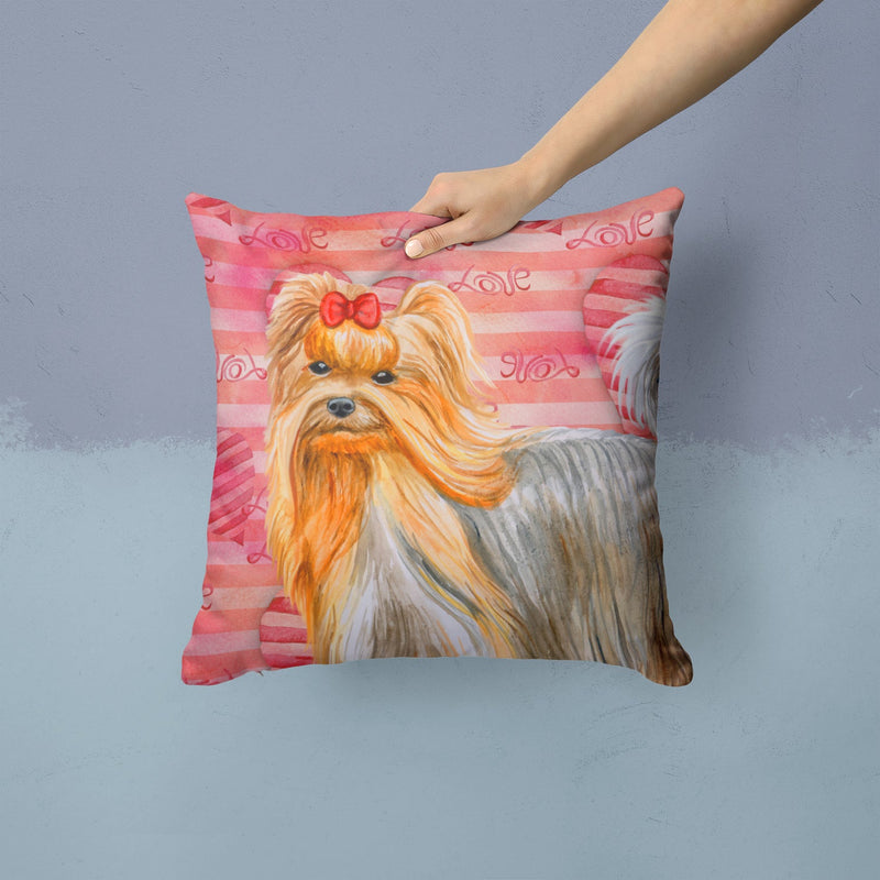 Yorkshire Terrier Love Fabric Decorative Pillow BB9772PW1414