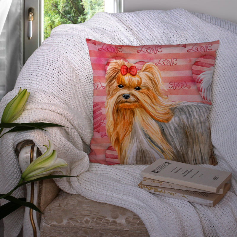 Yorkshire Terrier Love Fabric Decorative Pillow BB9772PW1414