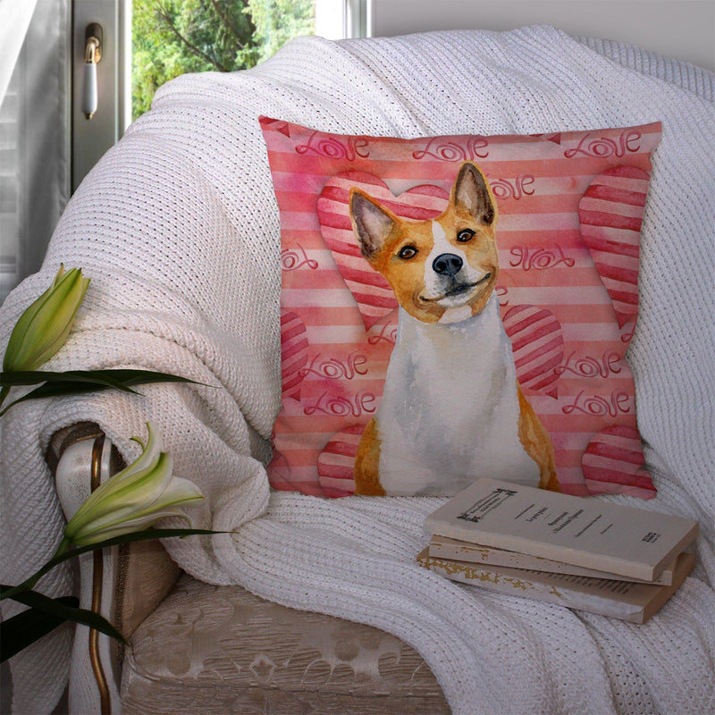 Basenji Love Fabric Decorative Pillow BB9779PW1414