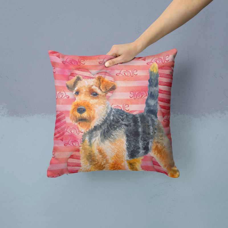 Welsh Terrier Love Fabric Decorative Pillow BB9787PW1414