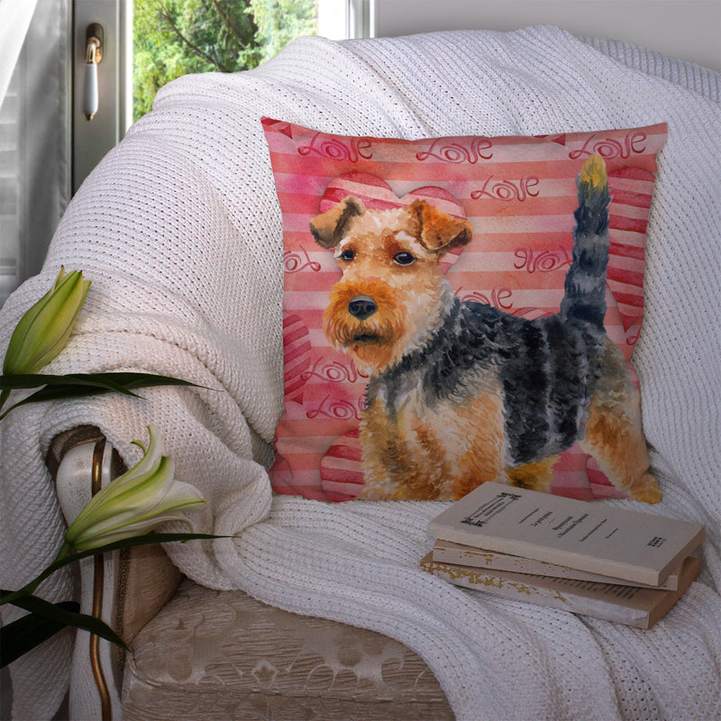 Welsh Terrier Love Fabric Decorative Pillow BB9787PW1414