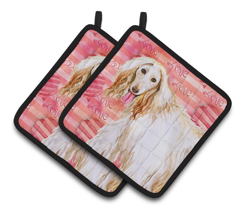 Afghan Hound Love Pair of Pot Holders BB9789PTHD