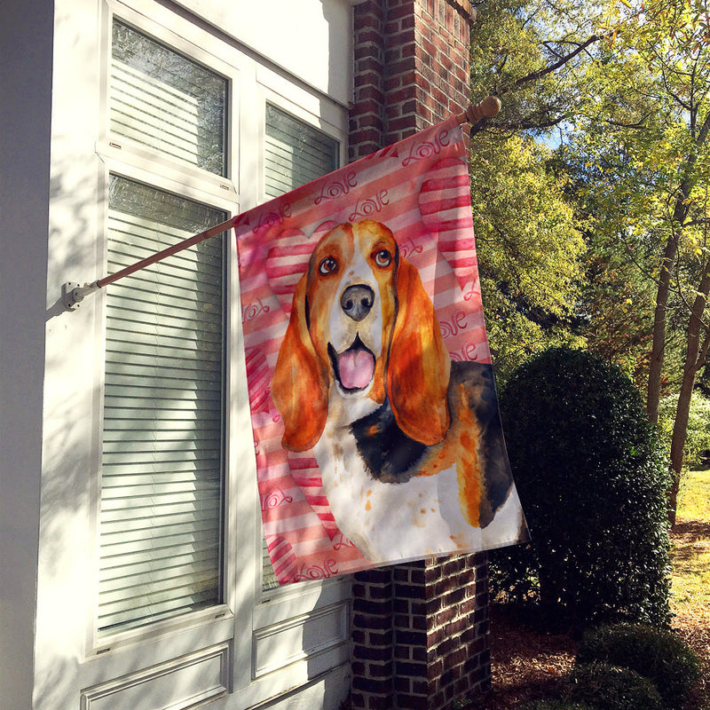 Basset Hound Love Flag Canvas House Size BB9791CHF