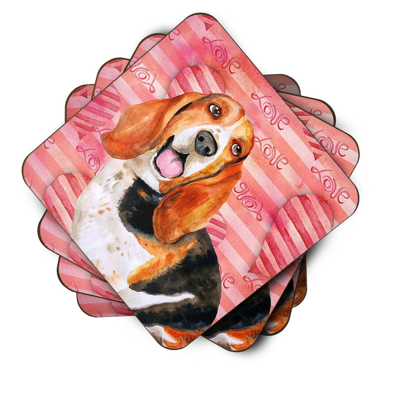 Basset Hound Love Foam Coaster Set of 4 BB9791FC