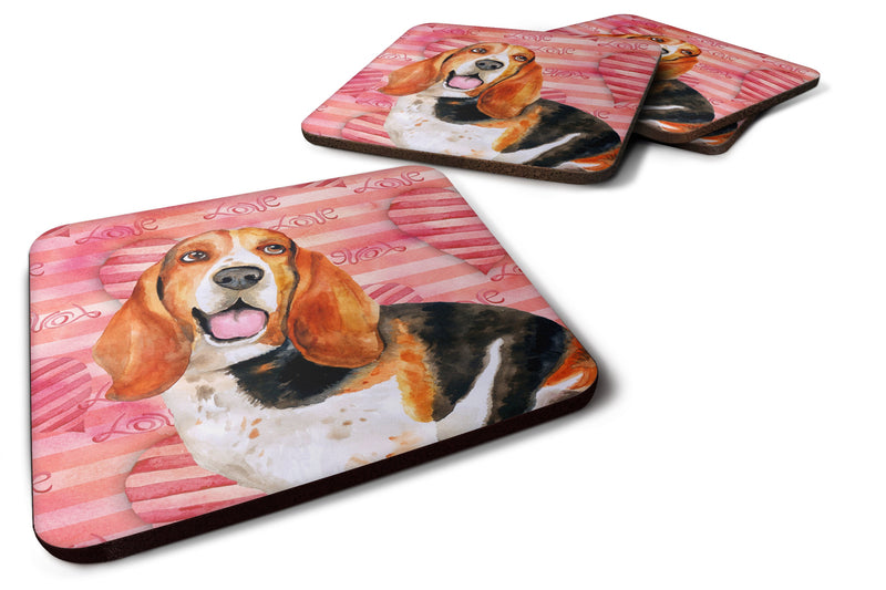 Basset Hound Love Foam Coaster Set of 4 BB9791FC