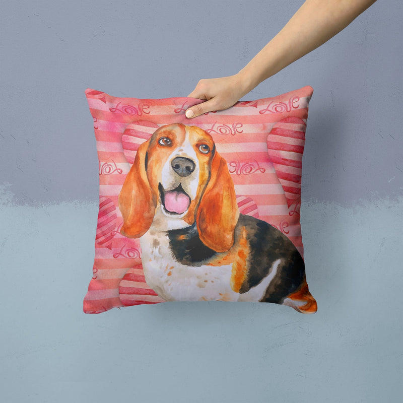 Basset Hound Love Fabric Decorative Pillow BB9791PW1414