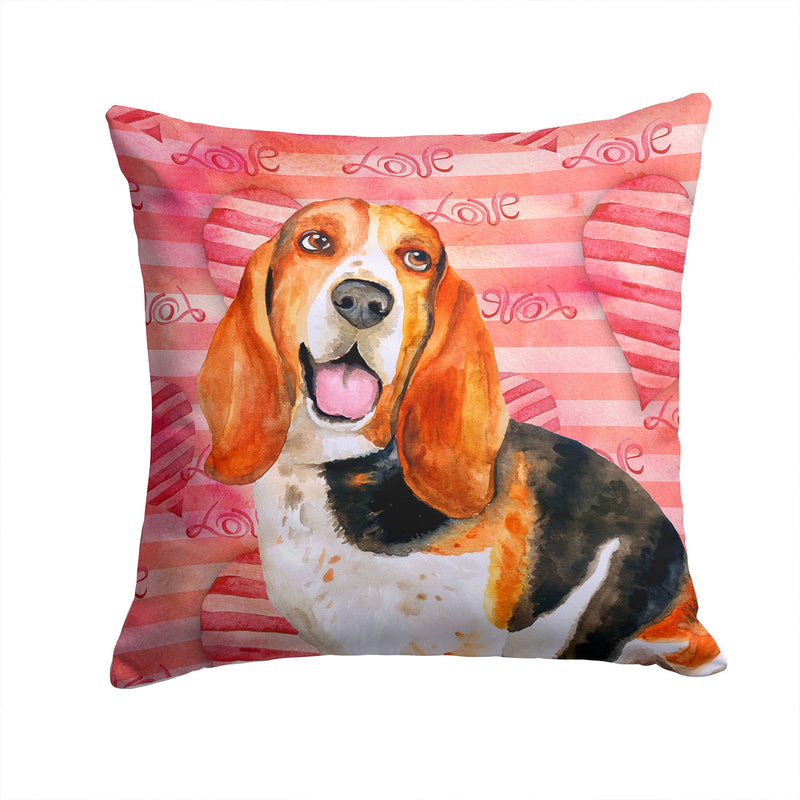 Basset Hound Love Fabric Decorative Pillow BB9791PW1414