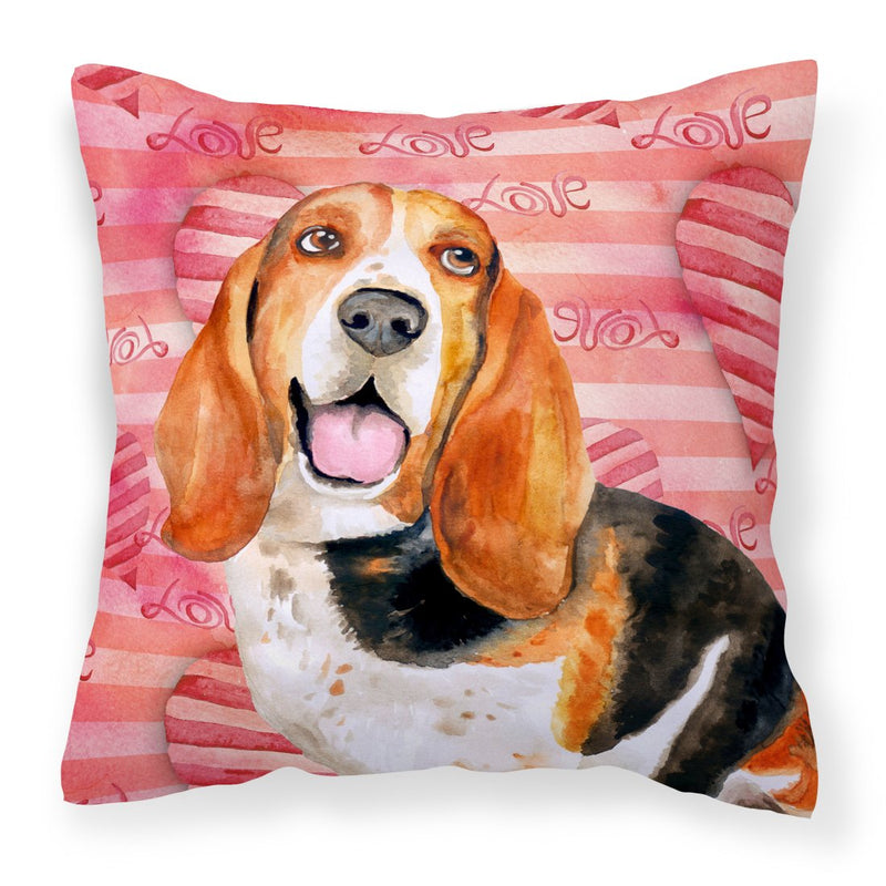 Basset Hound Love Fabric Decorative Pillow BB9791PW1818