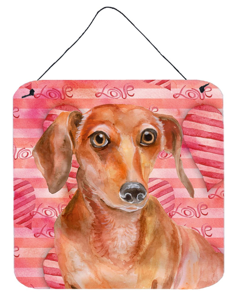 Red Dachshund Love Wall or Door Hanging Prints BB9794DS66