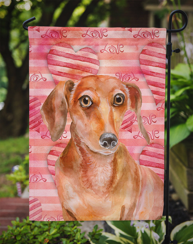 Red Dachshund Love Garden Flag - Outdoor Decorative Yard Flag BB9794GF